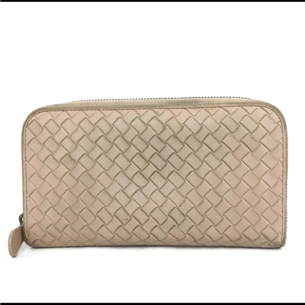 Bottega Veneta Intrecciato Lambskin Zip Around Long Wallet